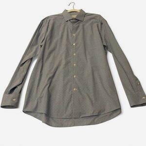 Men's Light Blue Button-Up Shirt with White Pattern